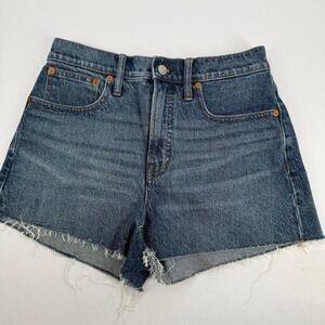 Madewell The Perfect Jean Short Size 28 Medium Wash Raw Hem High Rise Denim
